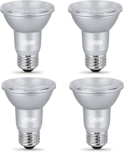 Feit Electric PAR20 LED Bulbs, 50W Equivalent, Dimmable Spotlight Bulbs, 3000k Bright White, E26 Base, 90 CRI, 450 Lumen, 22-Year Lifetime, PAR20 Flood Light Bulbs, Damp Rated, PAR20DM/930CA/4, 4 Pack in Saudi Arabia