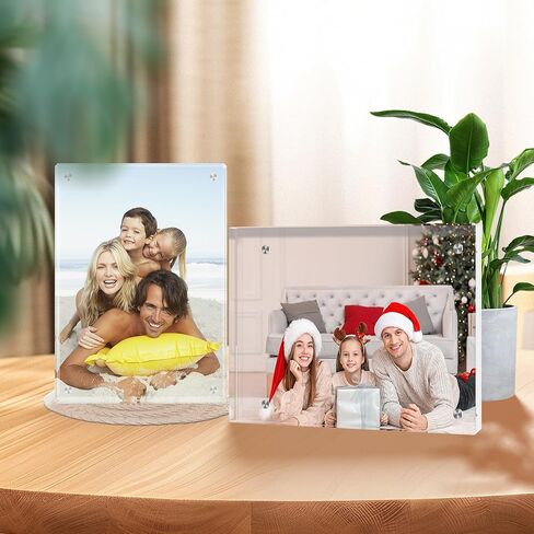 إطار صورة أكريليك مقاس 4 × 6، إطار صور مغناطيسي شفاف مزدوج الجوانب بدون إطار، شاشة عائمة لسطح المكتب، إطار أكريليك شفاف، قائم حر، سهل استبدال الصور. in Kuwait