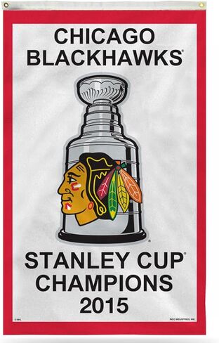 لافتة كأس ستانلي مرخصة رسميًا من NHL Chicago Blackhawks 2015 مقاس 3 × 5 أقدام. in Kuwait