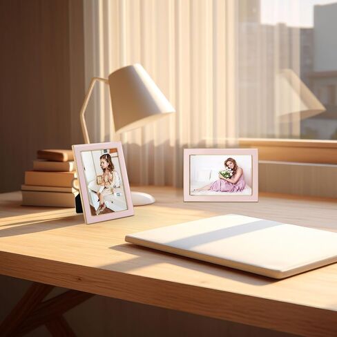 Golden State Art, 4x6 Enamel Picture Frame, Aluminum Gold Edge With Pink Enamel for 4 x 6 In Photos, Real Glass Front with Easel Stand, Tabletop or Wall Mount Display (2 Pack) in Saudi Arabia