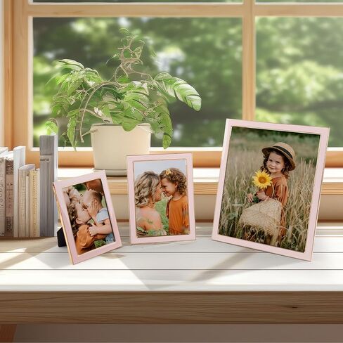 Golden State Art, 4x6 Enamel Picture Frame, Aluminum Gold Edge With Pink Enamel for 4 x 6 In Photos, Real Glass Front with Easel Stand, Tabletop or Wall Mount Display (2 Pack) in Saudi Arabia