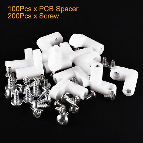 Uxcell 100 قطعة لوحة دوائر كهربائية PCB الفواصل L شكل البلاستيك المعزول أقدام التركيب الثابتة 0.8 بوصة دعم الارتفاع مع مسامير in Saudi Arabia
