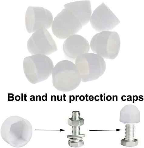 50 Pcs Hex Nut Cover, Black M10 Bolt Dome Caps Covers, Plastic Dome Bolt Nut Protection Caps Cover for Bolts,Hex Hexagon Screws in Kuwait