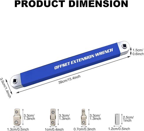 Offset Extension Wrench, Zero Degree Ratchet Extension Set Includes 1/2", 1/4" & 3/8" Drive Adapters, Ideal Universal Ratchet Extensions for Tight Spaces (Orange) in Saudi Arabia