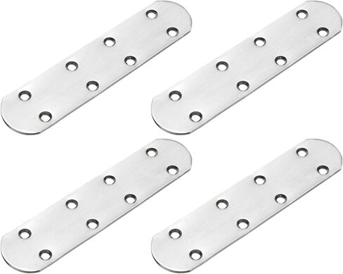 uxcell 4 Pcs Flat Straight Brace Brackets, 6.3 x 1.5 Inch Mending Plates, Connector Furniture Repair Fixing Joint, Stainless Steel, Silver in Saudi Arabia