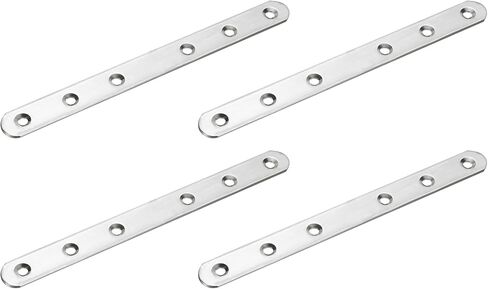 uxcell 4 Pcs Flat Straight Brace Brackets, 6.3 x 1.5 Inch Mending Plates, Connector Furniture Repair Fixing Joint, Stainless Steel, Silver in Saudi Arabia