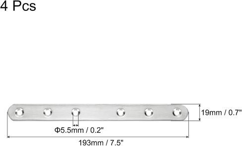uxcell 4 Pcs Flat Straight Brace Brackets, 6.3 x 1.5 Inch Mending Plates, Connector Furniture Repair Fixing Joint, Stainless Steel, Silver in Saudi Arabia