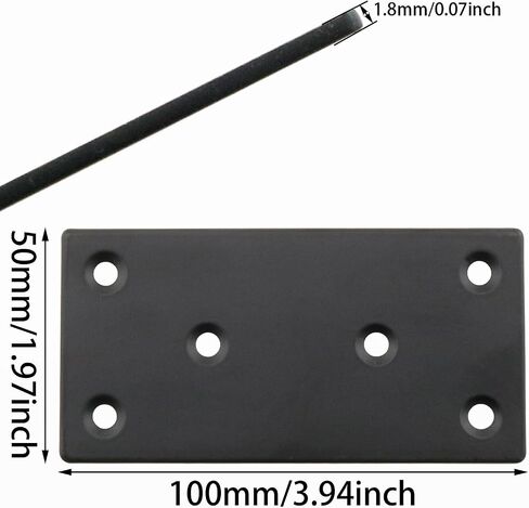 4PCS Black Flat Straight Support Bracket 3.94 x 1.97 inch Flat Mending Plate Straight Steel Brace Fixing Joining Plate Fix Wood Connection Plate for Wood with 24PCS Screws in Saudi Arabia