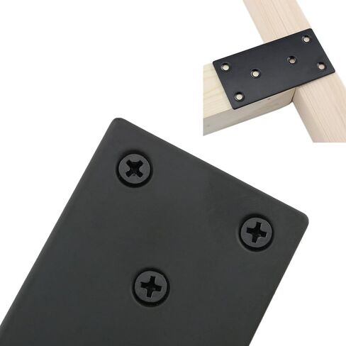 4PCS Black Flat Straight Support Bracket 3.94 x 1.97 inch Flat Mending Plate Straight Steel Brace Fixing Joining Plate Fix Wood Connection Plate for Wood with 24PCS Screws in Saudi Arabia