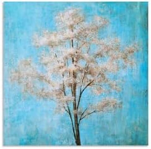RFDEPOT Abstract Lake Landscape Canvas Wall Decor Teal Forest Canvas Wall Art with Heavy Texture Hand Painted Embellishement Abstract Landscape Painting Framed for Bathroom Living Room Bedroom Home Office Wall Decor in Saudi Arabia
