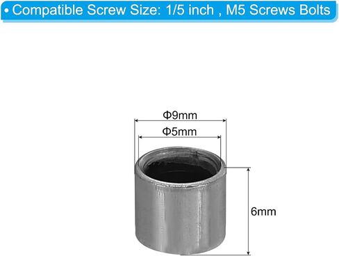 PATIKIL M5 Steel Spacers, 40 Pcs Metal Spacers Steel 5mm ID x 8mm OD x 8mm L Carbon Steel Spacer Screw Standoff Round for 1/5in or M5 Screw Bolts in Saudi Arabia