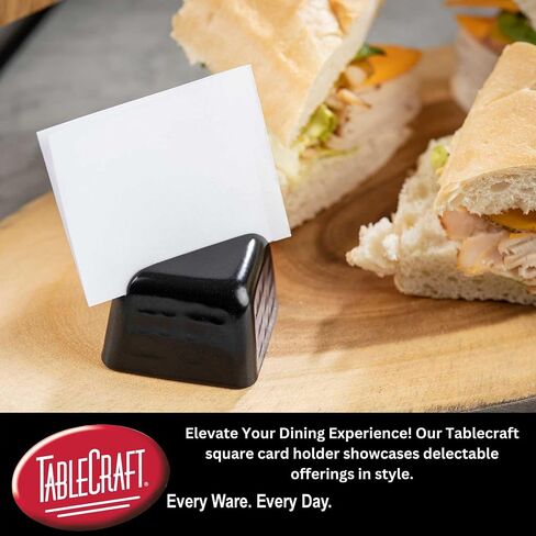 حامل بطاقات طاولة مربع من Tablecraft، حامل اسم من الفولاذ المقاوم للصدأ لمقاعد استقبال الزفاف، عرض الطعام، مقعد محجوز، استخدام مطعم خدمات الطعام التجارية، مربع 2 بوصة، أسود، 24 قطعة in Saudi Arabia