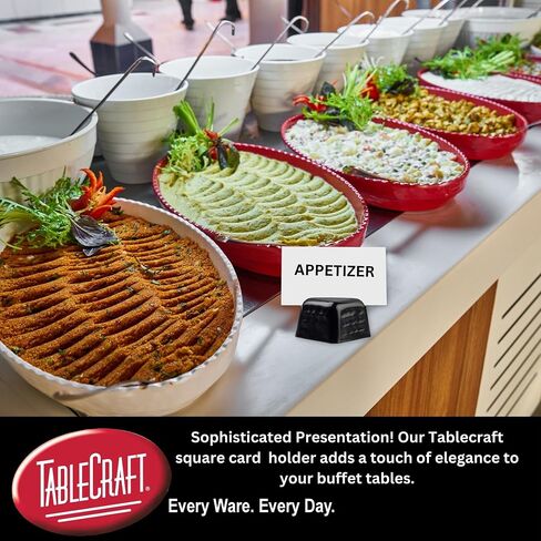 حامل بطاقات طاولة مربع من Tablecraft، حامل اسم من الفولاذ المقاوم للصدأ لمقاعد استقبال الزفاف، عرض الطعام، مقعد محجوز، استخدام مطعم خدمات الطعام التجارية، مربع 2 بوصة، أسود، 24 قطعة in Saudi Arabia