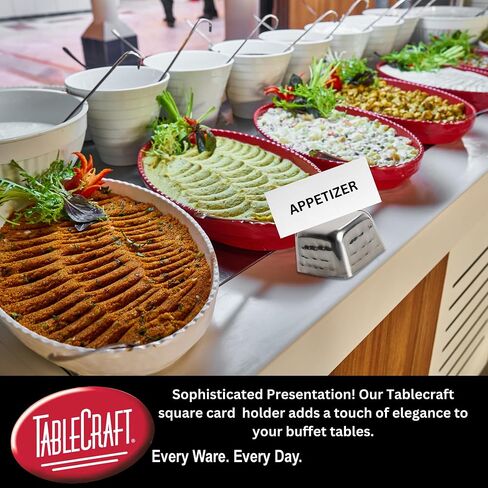 حامل بطاقات طاولة مربع من Tablecraft، حامل اسم من الفولاذ المقاوم للصدأ لمقاعد استقبال الزفاف، عرض الطعام، مقعد محجوز، استخدام مطعم خدمات الطعام التجارية، مربع 2 بوصة، أسود، 24 قطعة in Saudi Arabia
