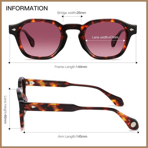 Acetate Polarized Sunglasses for Women and Men - Trendy Round Cat Eye Styles HD Polarized UV Protection Sunglasses in Saudi Arabia