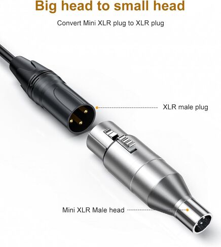 XLR to Mini XLR Adapter - Mini XLR Male to XLR Female Adapter, 3-pin Mini XLR Male to XLR Female Adapter, Compatible with BLACKMAGIC Pocket 4K/6K Camera Video Assist in Kuwait