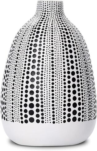 Quoowiit Black and White Vase, Decorative Vase for Home Office Decor, Decorations for Living Room Bedroom Dinning Table Decor, Wedding Centerpiece, Housewarming Gifts-White Short in Kuwait