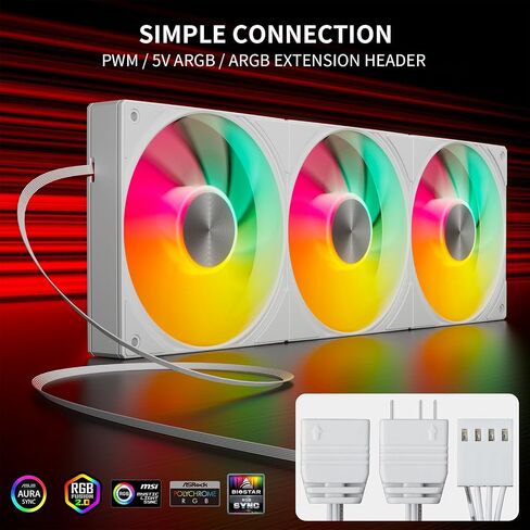 upHere 360mm All-in-One 5V ARGB Computer Case Fan with PWM 4-Pin Interface High Performance Cooling Low Noise for Enhanced PC Cooling White U3TC3 in Saudi Arabia