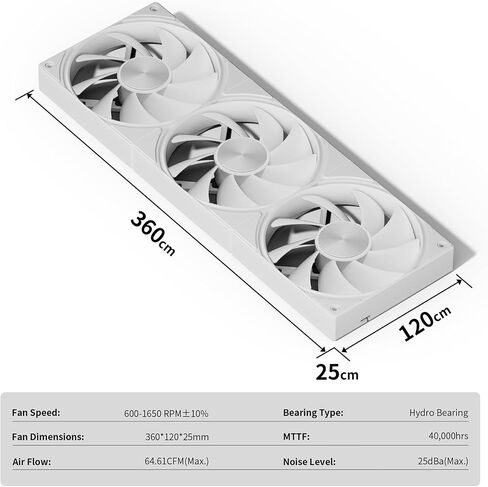 upHere 360mm All-in-One 5V ARGB Computer Case Fan with PWM 4-Pin Interface High Performance Cooling Low Noise for Enhanced PC Cooling White U3TC3 in Saudi Arabia