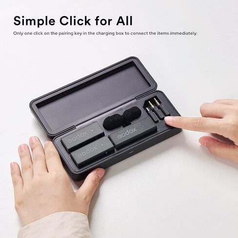 Godox MoveLink Mini LT Kit2 ميكروفون لاسلكي للآيفون، نطاق 100 متر (328 قدمًا)، إلغاء الضوضاء 2.4G ميكروفون لاسلكي Lavalier مع علبة شحن لميكروفون iPhone لتسجيل الفيديو، تسجيل الفيديو، TikTok in Saudi Arabia