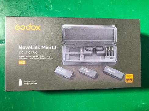 Godox MoveLink Mini LT Kit2 ميكروفون لاسلكي للآيفون، نطاق 100 متر (328 قدمًا)، إلغاء الضوضاء 2.4G ميكروفون لاسلكي Lavalier مع علبة شحن لميكروفون iPhone لتسجيل الفيديو، تسجيل الفيديو، TikTok in Saudi Arabia
