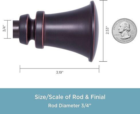 قضيب ستارة نافذة مزخرف قياسي من Kenney KNM80778 Nile Trumpet End، طول قابل للتعديل 36-66 بوصة، لمسة نهائية برونزية، أنبوب فولاذي بقطر 3/4 بوصة in Kuwait