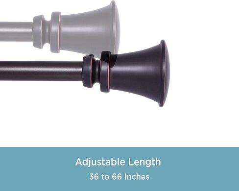 قضيب ستارة نافذة مزخرف قياسي من Kenney KNM80778 Nile Trumpet End، طول قابل للتعديل 36-66 بوصة، لمسة نهائية برونزية، أنبوب فولاذي بقطر 3/4 بوصة in Kuwait