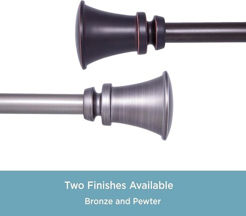 قضيب ستارة نافذة مزخرف قياسي من Kenney KNM80778 Nile Trumpet End، طول قابل للتعديل 36-66 بوصة، لمسة نهائية برونزية، أنبوب فولاذي بقطر 3/4 بوصة in Kuwait