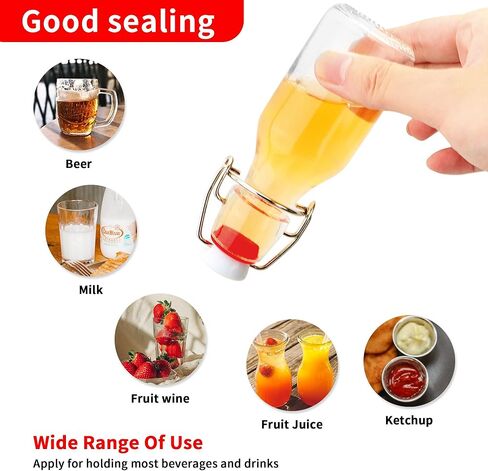 20 عبوة من الزجاجات الزجاجية ذات الوجه العلوي، 3.38 أونصة/100 مل زجاجة زجاجية صغيرة متأرجحة، زجاجات مشروبات كحولية صغيرة شفافة، وعاء تزيين للحرف اليدوية والهدايا وحفلات الزفاف in Kuwait