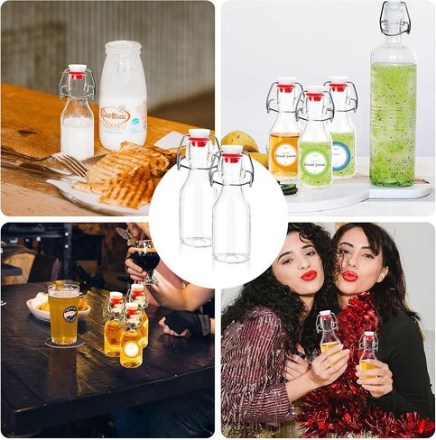 20 عبوة من الزجاجات الزجاجية ذات الوجه العلوي، 3.38 أونصة/100 مل زجاجة زجاجية صغيرة متأرجحة، زجاجات مشروبات كحولية صغيرة شفافة، وعاء تزيين للحرف اليدوية والهدايا وحفلات الزفاف in Kuwait