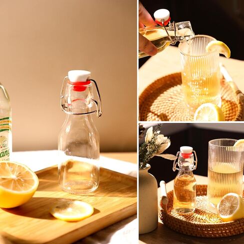 20 عبوة من الزجاجات الزجاجية ذات الوجه العلوي، 3.38 أونصة/100 مل زجاجة زجاجية صغيرة متأرجحة، زجاجات مشروبات كحولية صغيرة شفافة، وعاء تزيين للحرف اليدوية والهدايا وحفلات الزفاف in Kuwait