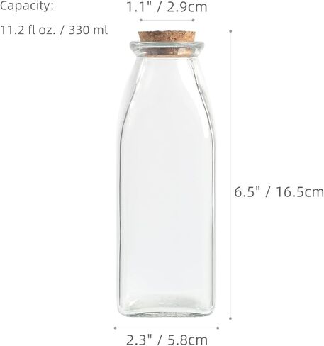 زجاجة زجاجية مزخرفة من ماجيك سيزون مع سدادات من الفلين (زجاجات مربعة سعة 11 أونصة / قطعتين) in Kuwait