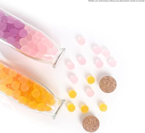 زجاجة زجاجية مزخرفة من ماجيك سيزون مع سدادات من الفلين (زجاجات مربعة سعة 11 أونصة / قطعتين) in Kuwait