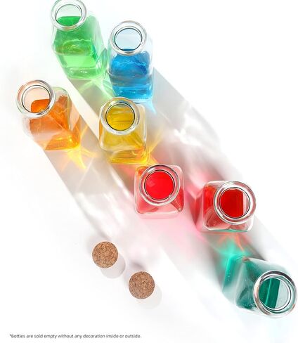 زجاجة زجاجية مزخرفة من ماجيك سيزون مع سدادات من الفلين (زجاجات مربعة سعة 11 أونصة / قطعتين) in Kuwait