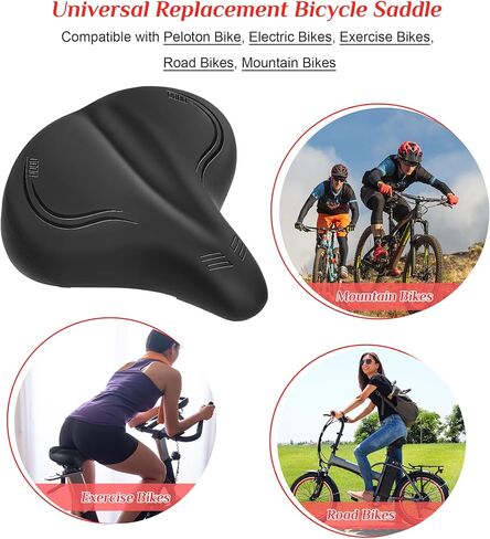 Oversized Bike Seat Compatible with Peloton Bike & Bike+, Replacement Wide Bike Seat Cushion for Peloton Spin Bike Road or Exercise Bike, Bicycle Saddle for Women & Men, Accessories for Most Bikes in Saudi Arabia