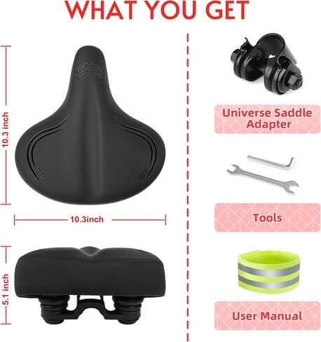 Oversized Bike Seat Compatible with Peloton Bike & Bike+, Replacement Wide Bike Seat Cushion for Peloton Spin Bike Road or Exercise Bike, Bicycle Saddle for Women & Men, Accessories for Most Bikes in Saudi Arabia
