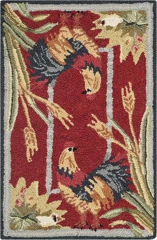 سجادة SAFAVIEH Chelsea Collection - 1'8" x 2'6"، عنابي، صوف ريفي فرنسي معلق يدويًا، مثالية للمناطق ذات حركة المرور العالية في المدخل، وغرفة المعيشة، وغرفة النوم (HK56C) in Saudi Arabia