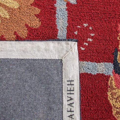 سجادة SAFAVIEH Chelsea Collection - 1'8" x 2'6"، عنابي، صوف ريفي فرنسي معلق يدويًا، مثالية للمناطق ذات حركة المرور العالية في المدخل، وغرفة المعيشة، وغرفة النوم (HK56C) in Saudi Arabia
