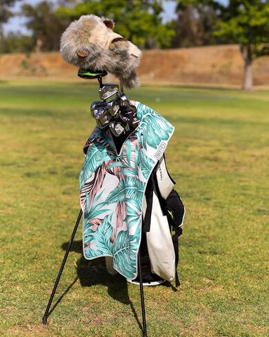 LEUS Golf ECO Towel - Quick Drying, Recycled Material – with Center Slit for Hanging Over Clubs - Abachar/Fish Stack in Saudi Arabia