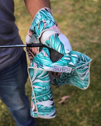 LEUS Golf ECO Towel - Quick Drying, Recycled Material – with Center Slit for Hanging Over Clubs - Abachar/Fish Stack in Saudi Arabia