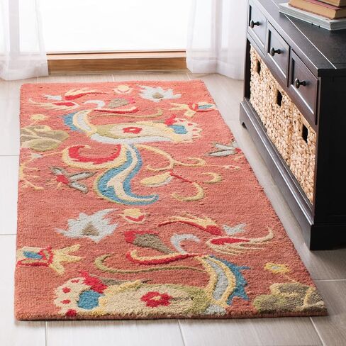 SAFAVIEH Blossom Collection 2'6" x 4' Rust / Multi BLM680B Handmade Premium Wool Accent Rug in Saudi Arabia