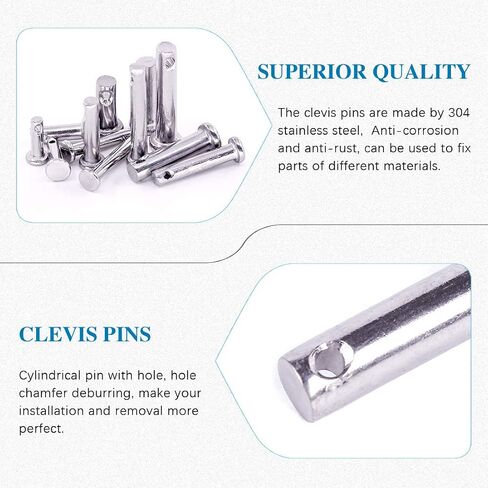 Glarks 64Pcs 12 Sizes 304 Stainless Steel Flat Head Single Hole Clevis Pins Assortment Kit in Saudi Arabia