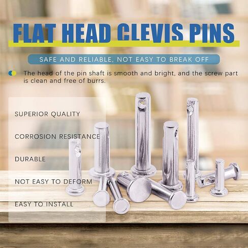 Glarks 64Pcs 12 Sizes 304 Stainless Steel Flat Head Single Hole Clevis Pins Assortment Kit in Saudi Arabia