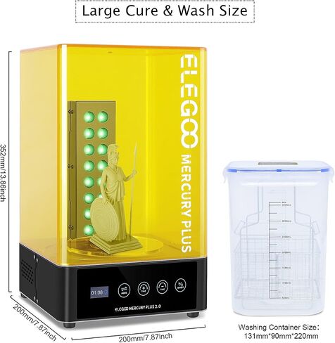 ELEGOO Mercury Plus 2.0 Wash and Cure Station Washing and Curing Machine Resin Curing Station for LCD/DLP/SLA 3D Printed Models with Rotary Curing Turntable and Washing Bucket in Saudi Arabia