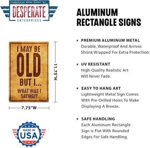 Desperate Enterprises WTF Aluminum Sign - Nostalgic Vintage Metal Wall Décor - Made in USA in Saudi Arabia
