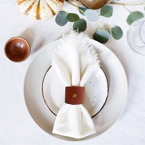 6 قطع من حلقات المناديل الجلدية لعيد الشكر، حامل مناديل ريفي لتزيين الطاولة، حلقات منديل جلدية بنية لمزرعة عيد الميلاد وحفلات الزفاف وعيد الشكر in Kuwait