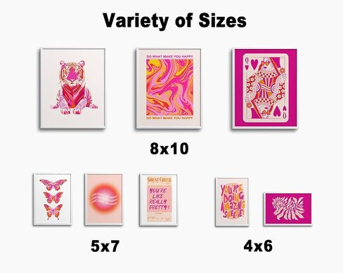 ديكور غرفة TwoDays Preppy باللونين الوردي والبرتقالي الجمالي، مطبوعات فنية جدارية كلاسيكية عصرية لشقة الفتيات، ملصقات تأكيد لغرفة النوم (أحجام متعددة، 8 بوصة × 10 بوصة أكبر، مجموعة من 8، غير مؤطرة) in Kuwait