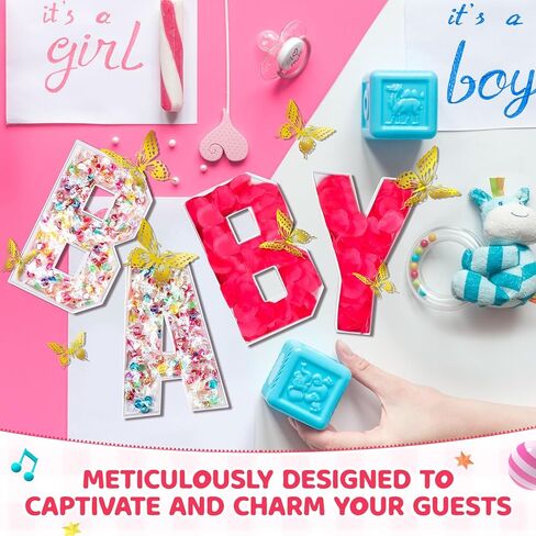 مجموعة علب هدايا فارغة من الورق المقوى مقاس 10.2 بوصة قابلة للملء من Baby Charcuterie مع 24 قطعة من ديكور الحائط على شكل فراشة ذهبية ثلاثية الأبعاد، 4 قطع من مصابيح LED، 1 صندوق دبابيس ماسية لديكور حمام الطفل in Kuwait