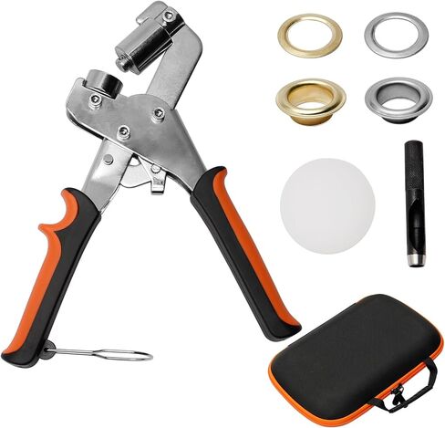 مجموعة أدوات جروميت، 3/8 بوصة آلة الضغط على الثقوب اليدوية للأجهزة اللوحية، ثقب ثقب للقماش القماشي، لافتة جلدية من القماش، مع 400 قطعة حلقة معدنية 10 مم in Kuwait