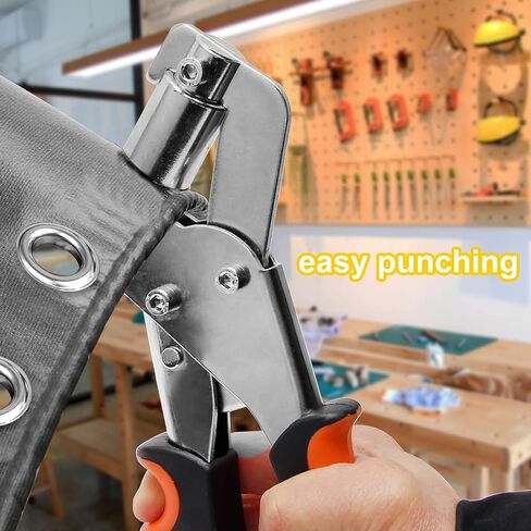مجموعة أدوات جروميت، 3/8 بوصة آلة الضغط على الثقوب اليدوية للأجهزة اللوحية، ثقب ثقب للقماش القماشي، لافتة جلدية من القماش، مع 400 قطعة حلقة معدنية 10 مم in Kuwait